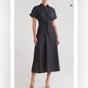 DKNY Black Button-Up Midi Dress